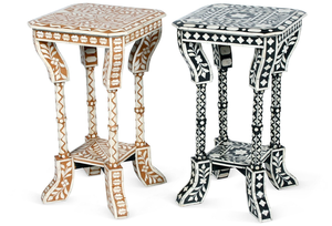 High Demand Eco-Friendly Bone Inlay <b>Round</b> Coffee <b>Table</b> Black <b>White</b> Handcrafted for Home Wedding Diwali Standard Quality - Product Image 3