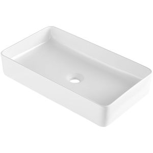 Lavabo da Bagno in Ceramica Bianca Rettangolare Stile Moderno B 61 cm x 35 cm, Standard NSF con Rubinetto a Leva - Product Image 1