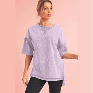 T-shirt délavé pour femme – Tissu léger, coupe confortable, style streetwear tendance, tenue estivale élégante - Product Image 5