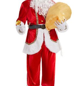 Men Santa Claus Costume Red Velvet With <b>White</b> <b>Fur</b> Trim Christmas Outfit Adult Size premium quality men santa claus costume - Product Image 5