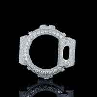 Boîtier de montre en acier inoxydable de luxe pour homme DW6900, entièrement serti de diamants Moissanite glacés faits à la main, avec couleur personnalisée