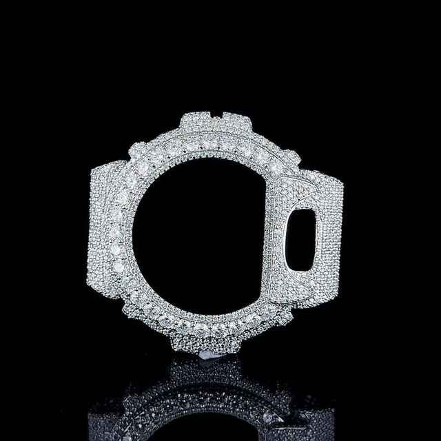 Handmade Iced Moissanite Diamond Watch Bezel Full Case Cover with Customized Color for DW6900 Luxury Men's Stainless Steel