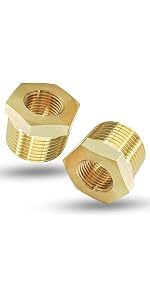 Buje reductor de latón de 3/8 macho a 1/4 hembra, adaptador reductor de tubería NPT hembra, conector de tubo - Product Image 5