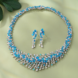 Conjunto de Collar con Diamante Cultivado en Laboratorio de 6.5ct, Oro Blanco de 14kt, Corte Brillante Redondo y en Forma de Pera, Casi Incoloro, VVS, Joyería de Diamante CVD para Ella - Product Image 3