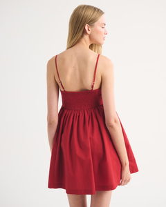 Vestido Mini Tipo Camisola Rojo con Encaje y Lazos, Estilo Playa para Vacaciones de Verano - Product Image 3