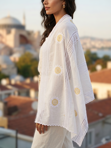 Pañuelos Hijab Largos de Algodón Voile para Mujer al por Mayor con Encaje Dorado, Flores y Pedrería Bordadas, Suaves, Ligeros y Transpirables, OEM - Product Image 2