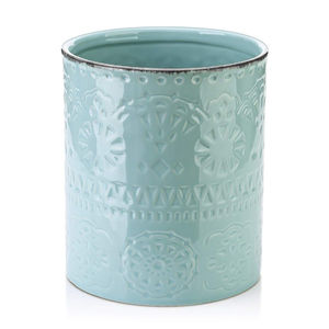 Fancy Decorative Blue Powder Coating <b>Metal</b> Cutlery Holder Round Shape Flatware Organizer <b>For</b> Home Dining Party Decor - Product Image 1