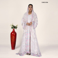 Robe de soirée/formeuse islamique modeste pour femme, longue, à manches longues, en satin et mousseline, imprimé floral, ouverte sur le devant