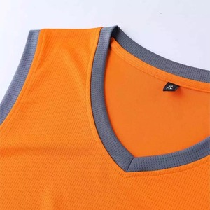 Customizable <b>Orange</b> Basketball Jersey Set Sleeveless V-Neck Shorts 100% Polyester Moisture Wicking Unisex Adult Team Apparel - Product Image 5