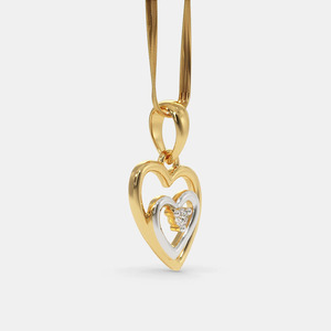 Collar con Colgante de Diamante Cultivado en Laboratorio de Dos Tonos y Doble Corazón - Product Image 2