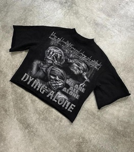 เสื้อยืดคอตตอนคุณภาพสูง 100% ทรงโอเวอร์ไซส์สำหรับผู้ชาย ตัดเย็บแบบสั่งทำพิเศษ ทรงบ็อกซี่ สไตล์สตรีทแวร์ - Product Image 6