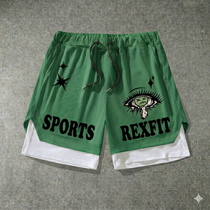 Shorts de sport REXFIT pour hommes, couleur unie, imprimés, shorts de course personnalisés, shorts d'entraînement, taille élastique, fournisseur de vêtements de sport - Product Image 1