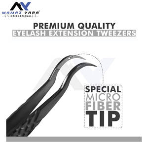 Pince à épiler professionnelle en acier inoxydable à 5 pointes diamantées, pointe en fibre noire, pour extensions de cils, outil de beauté - Product Image 3