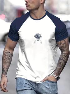 T-shirt personnalisé pour homme en jersey 100% coton, col rond, manches courtes, coupe ample, séchage rapide, 220g, design vierge, impression sérigraphique - Product Image 3