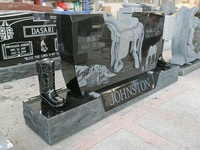 Designs modernes Tombes Personnalisé Chine Noir Granit Cimetière Sculpté Cheval Selle Pierres Tombales Pierre Tombale Mémorial Pierre Gravale