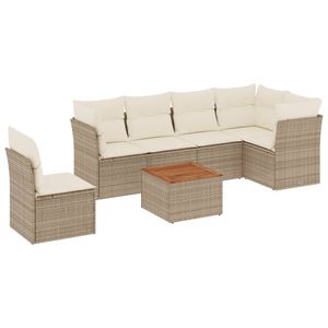 Conjunto de Sofás de Jardín de Ratán Beige para 6 Personas, Muebles de Exterior Resistentes a la Intemperie, Diseño Contemporáneo - Product Image 4