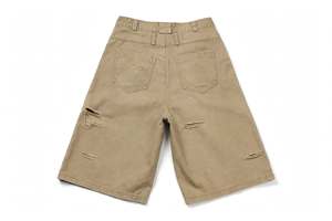 Shorts de mezclilla cargo para mujer, de cintura media, transpirables, con lavado desgastado, corte holgado, doble cintura, hasta la rodilla, 100% algodón, personalizados - Product Image 2