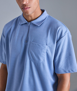Polo homme de style hip-hop personnalisable de haute qualité avec poche zippée, 100 % coton, coupe ample, imprimé - Product Image 6