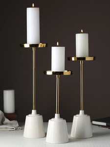 Jaffsexports Ensemble de bougeoirs modernes faits à la main, écologiques et durables, base blanche, tige en aluminium noir, pour usage religieux et domestique - Product Image 3