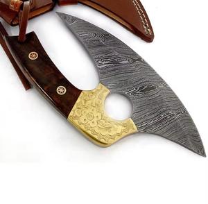 Cortador de Pizza de Acero de Damasco de Grado Industrial Hecho a Mano con Mango de Madera y Funda de Cuero - Product Image 2