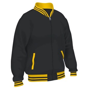 Veste de sport pour homme bleu marine avec bordure blanche, fermeture éclair, style preppy, coupe classique, matière polyester, vêtement d'automne - Product Image 3