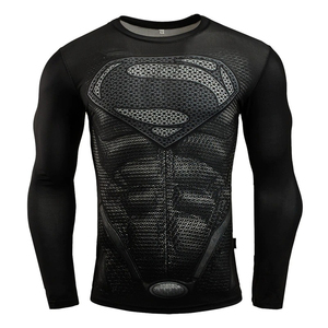 Unisex Black Custom Logo <b>Compression</b> <b>Shirt</b> Sublimation Print Quick Dry Breathable Spandex/Polyester 120g Full Sleeve Rash Guard - Product Image 1