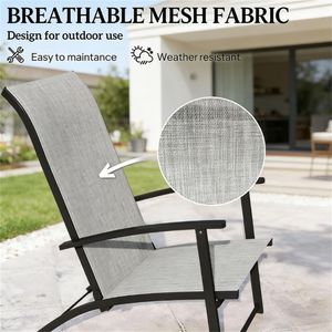 Set di 2 Sedie da Pranzo Pieghevoli Grigie per Esterni, Terrazza, Campeggio e Giardino - Product Image 2
