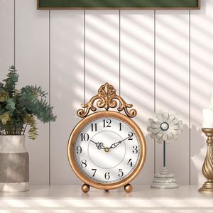 Antique Finish Metal Desk <b>Clock</b> For <b>Table</b> Decoration With Classic Design And Vintage Decorative Personality - Product Image 1