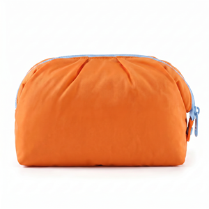 ROOTSMEN <b>Lady</b> Orange Nylon Cosmetic Bag with Embroidered Logo Zipper Closure Customizable Pattern Fluffy Portable Medium Size - Product Image 3