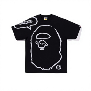 T-shirt streetwear personnalisé avec imprimé graphique tête de singe sur le devant, 100% coton, tricoté, 240 g/m², poids lourd, séchage rapide - Product Image 2