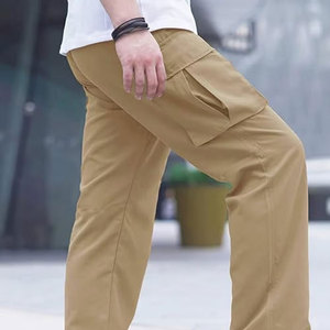 Pantalon baggy de style urbain pour hommes en tissu doux, pantalon cargo baggy confortable pour hommes avec un style streetwear décontracté - Product Image 3