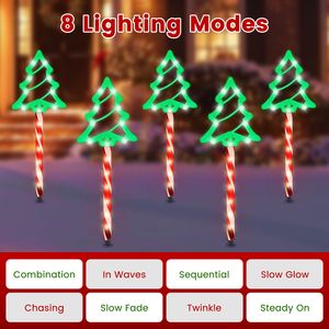Paquete de 5 Luces Solares para Camino Exterior con Clasificación IP44, 8 Modos, Decoración Navideña para Jardín, Luces de Navidad para Césped - Product Image 4