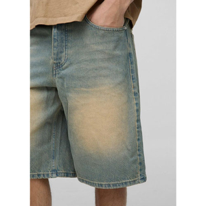 Mens Denim Shorts <b>Elastic</b> <b>Waist</b> Mid Rise Woven Casual Loose Summer Bottoms with Washed Finish and Comfortable Fit - Product Image 3
