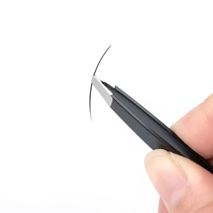 Latest Best Quality Slanted Tip Black Stainless Steel Eyebrow & Eyelash <b>Extension</b> Tweezers - Product Image 3