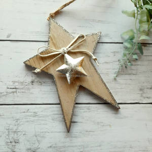 Décoration d'arbre de Noël suspendue en bois naturel de grande taille, accessoires de support de sapin de Noël minable, cadeau de Noël à livraison rapide - Product Image 3