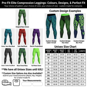 Leggings de sport haute visibilité Cosh Sports pour hommes et femmes, couleur vert néon, leggings de course personnalisés par sublimation, vêtements de fitness pour l'entraînement - Product Image 2