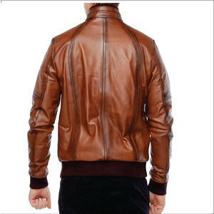 Veste en cuir PU pour homme, col montant, marron, coupe ajustée, élégante, imperméable, coupe-vent, respirante, veste d'hiver tendance pour adultes - Product Image 2