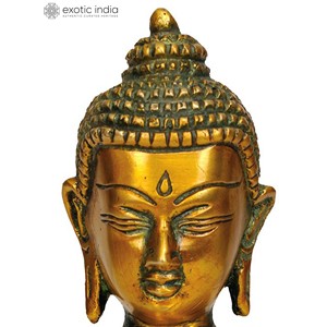 Figura de bendición de escultura de Buda de latón de 7 pulgadas hecha a mano para regalar hecha en India - Product Image 4