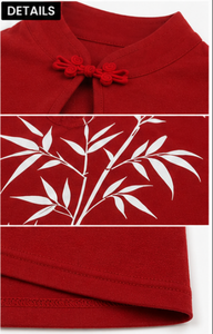 Top sin mangas rojo estilo chino para mujer, cuello mandarín con abertura, botones, estampado, tejido, ajustado, transpirable y ecológico. - Product Image 4