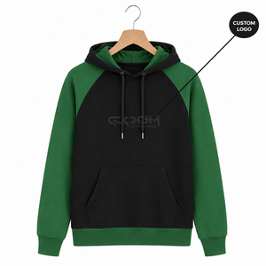 Sudadera con Capucha Casual de la Hermandad Femenina Cosh International, en Bloques de Color Negro y Verde, con Bolsillos Delanteros y Diseño de Logotipo Personalizado - Product Image 1