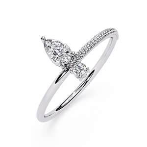 Bague de fiançailles en diamant taille poire pour femme, or blanc, classique, diamant naturel certifié GIA, bijoux - Product Image 2