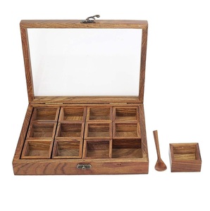 Handcrafted Wooden Spice <b>Box</b> Organizer for Kitchen Spice Storage Masala Collection <b>Herbs</b> and Everyday Meal Preparation - Product Image 1