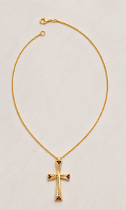 925 Sterling Silver Gold Plated 28mm <b>Cross</b> Pendant Necklace <b>Red</b> White Zircon | Trendy Christian Religious Jewelry for Women - Product Image 4