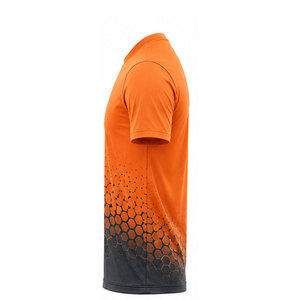 T-shirt à manches courtes pour homme, col rond, orange, motif géométrique dégradé, coupe classique, style sportif - Product Image 5