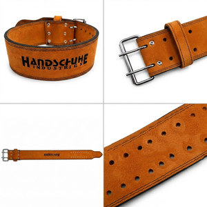 Ceinture de musculation professionnelle en cuir de vachette robuste, à double couture, avec une adhérence solide, pour un entraînement avancé et sécurisé - Product Image 5