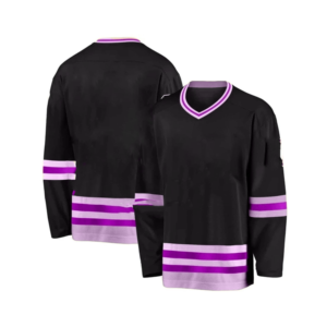 Maillot de hockey sur glace pour homme à col en V, manches longues, noir rayé, polyester, coupe classique, respirant, toutes saisons - Product Image 3