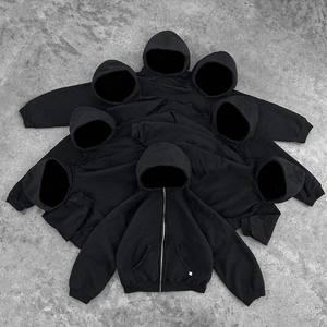 Nueva sudadera con capucha corta de algodón con cremallera y color personalizado, estilo urbano, con estampado personalizado. - Product Image 1