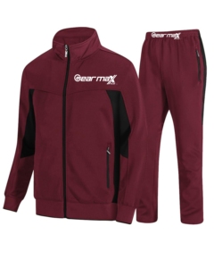 Best Selling <b>Tracksuit</b> Set Full Zipper Stand Collar Casual Breathable Polyester Cotton Autumn Wear Solid Color Side Pockets - Product Image 1