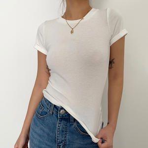 Camisetas Cortas Personalizadas OEM para Mujer, Camisetas Blancas de Verano para Mujer, Camisetas Cortas de Algodón Y2K para Mujer, Camisetas Cortas Blancas para Chica - Product Image 4