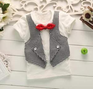 Conjunto de Traje Formal de 2 Piezas de Algodón para Bebé Niño, Traje de Fiesta de Cumpleaños para Bebé con Corbata de Moño Roja, Conjunto de Vestido de Verano para Niño Pequeño - Product Image 4